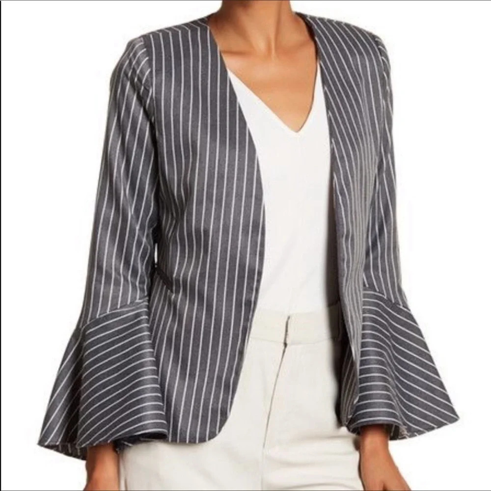 Harlowe & Graham Ruffle Sleeve Blazer Jacket Coat